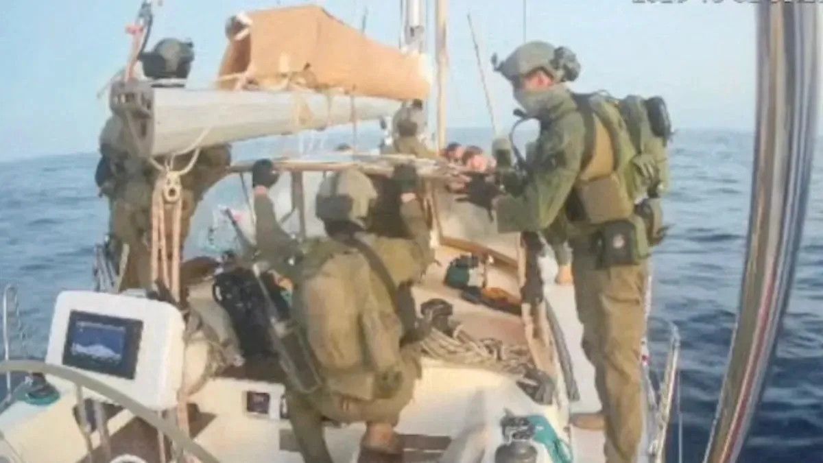 İsrail'in Sumud Filosu'na yönelik saldırısından görüntü
