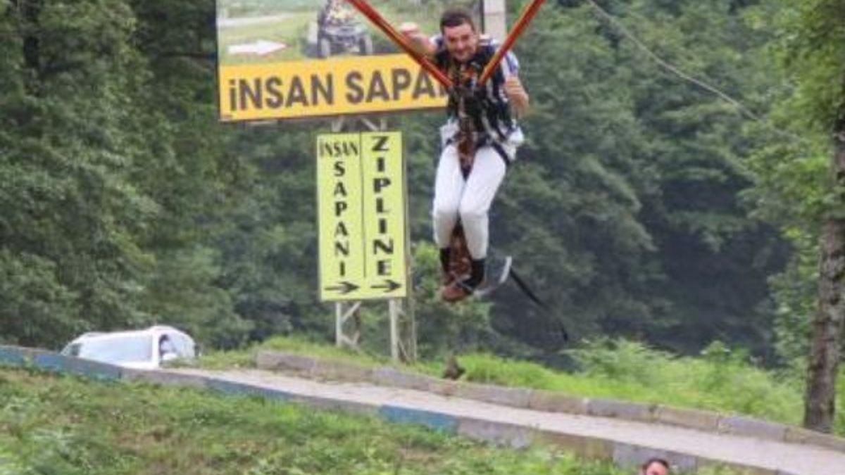 Rize'de adrenalin tutkunlarının yeni gözdesi İnsan Sapanı