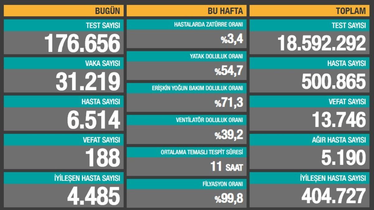30 Kasım Türkiye'de koronavirüs bilançosu