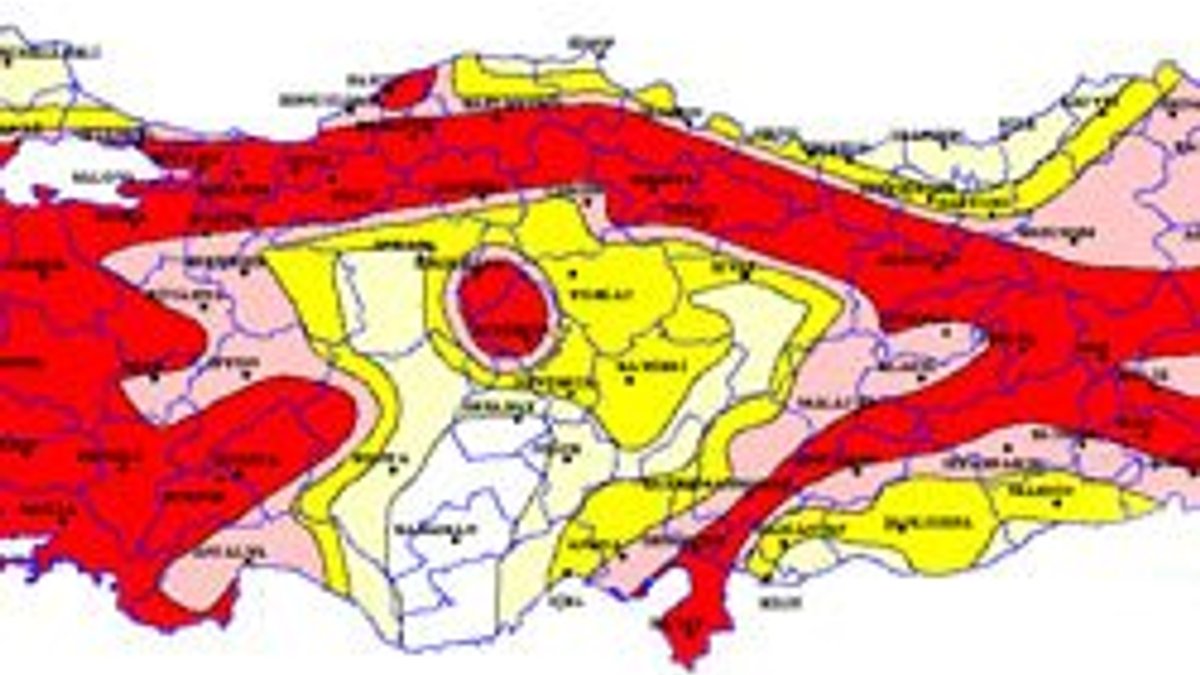 Türkiye'nin güncellenmiş deprem haritası