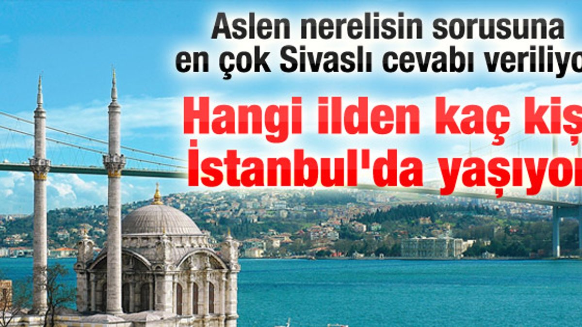 İstanbul'da en çok Sivaslılar yaşıyor