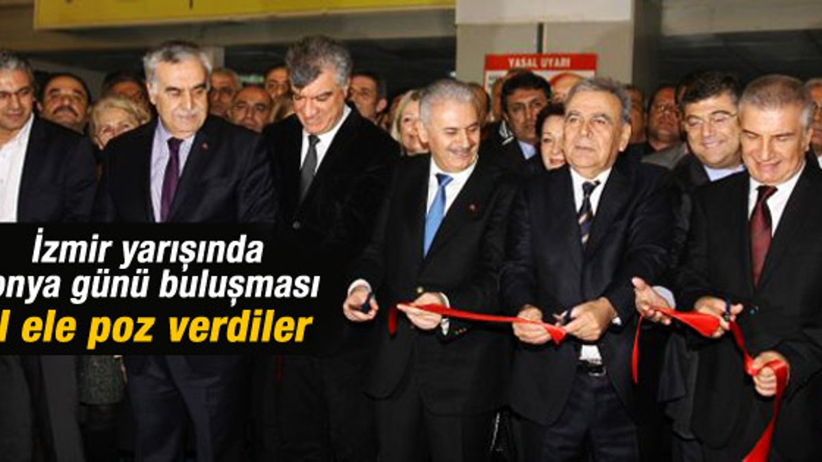 Rakip partilerin adayları İzmir'de el ele poz verdi