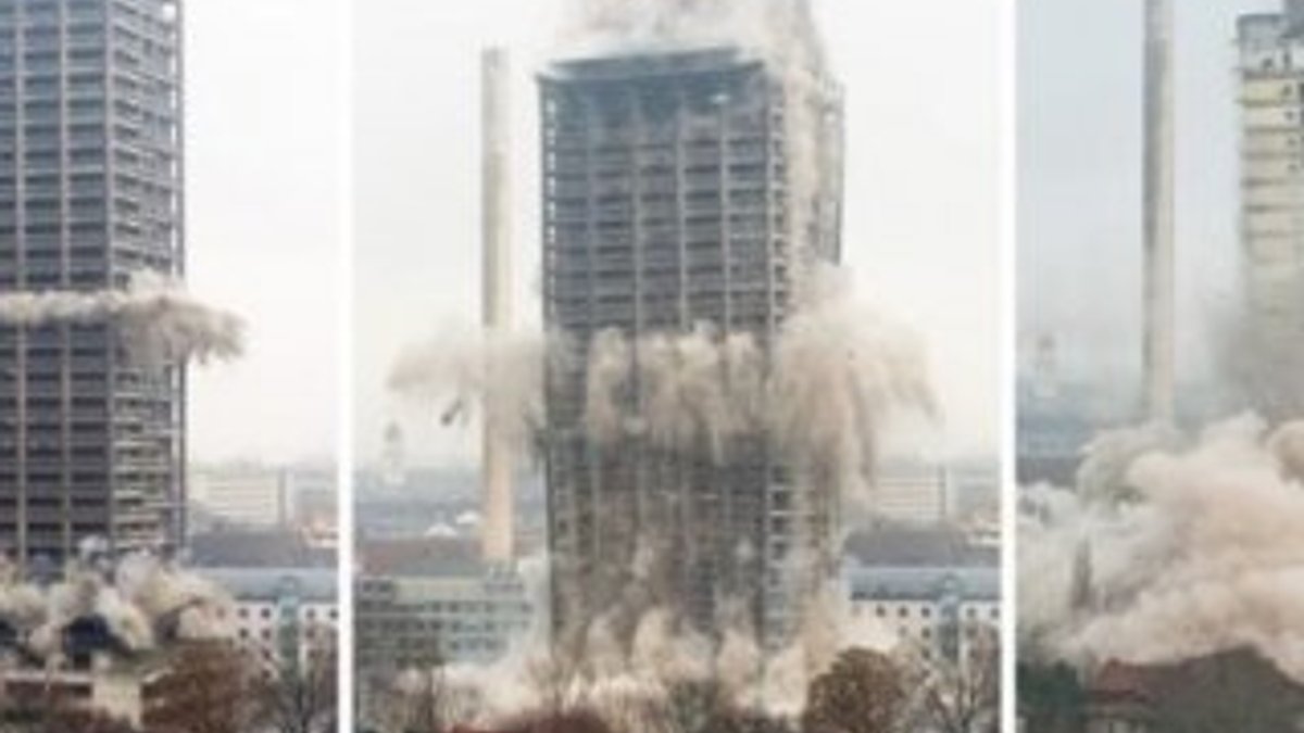 Almanya'da 116 metre yükseklikteki kule yıkıldı - izle