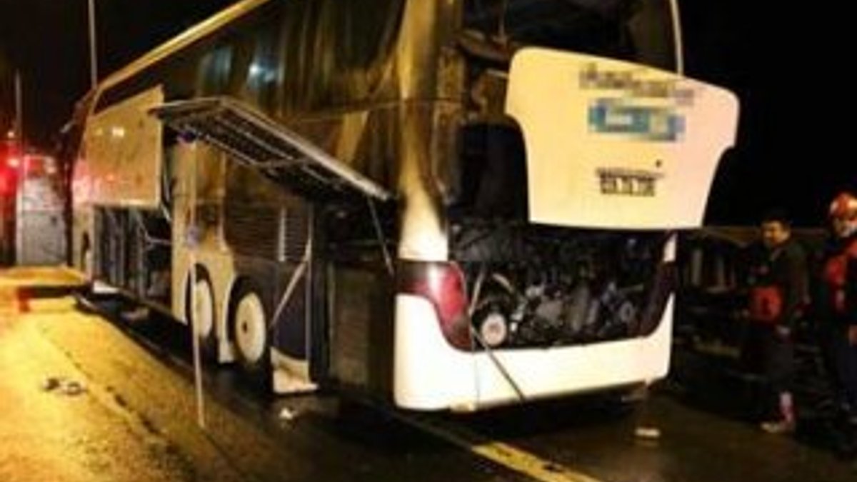 TEM'de yolcu otobüsü yandı