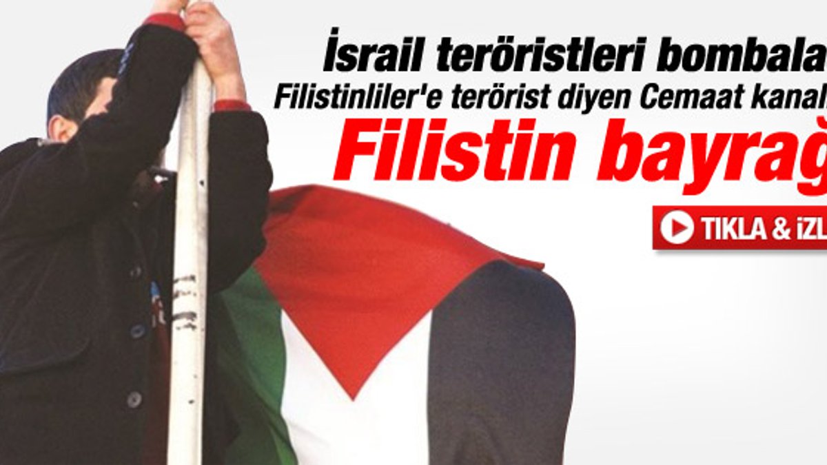 Samanyolu TV'ye Filistin bayrağı çektiler İZLE