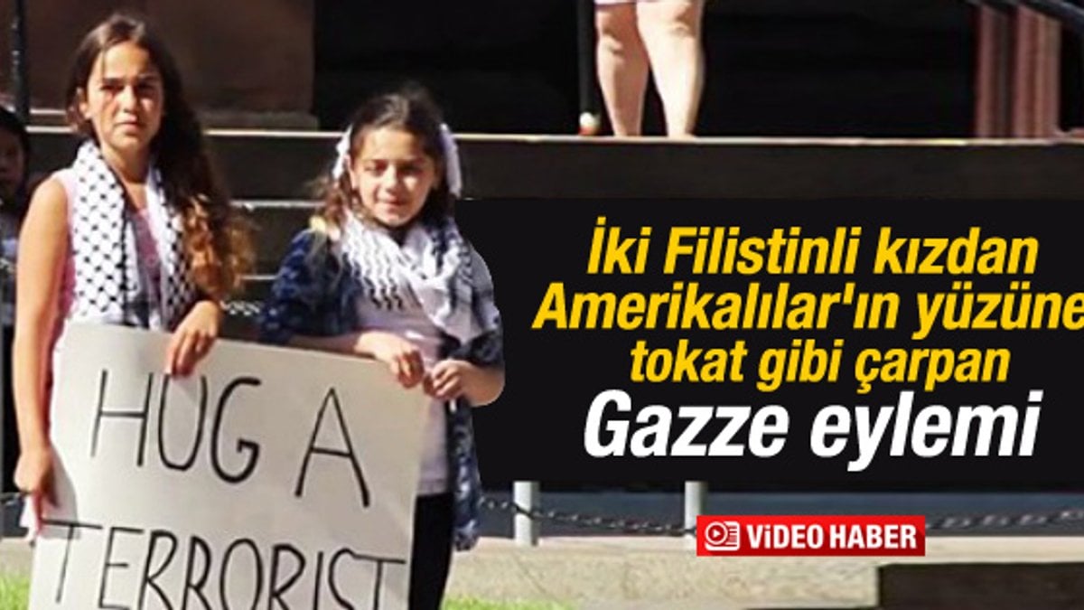 İki Filistinli kızdan ABD'de Gazze eylemi