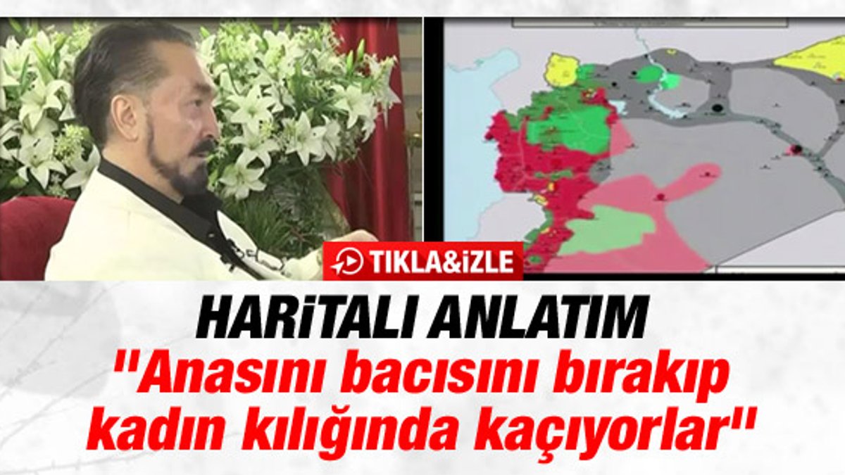 Adnan Oktar haritada PKK'ya Kobani koridoru çizdi