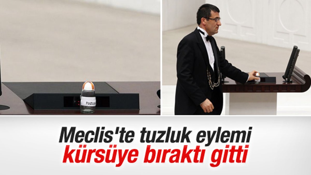 AK Partili vekil Meclis kürsüsüne tuzluk bıraktı