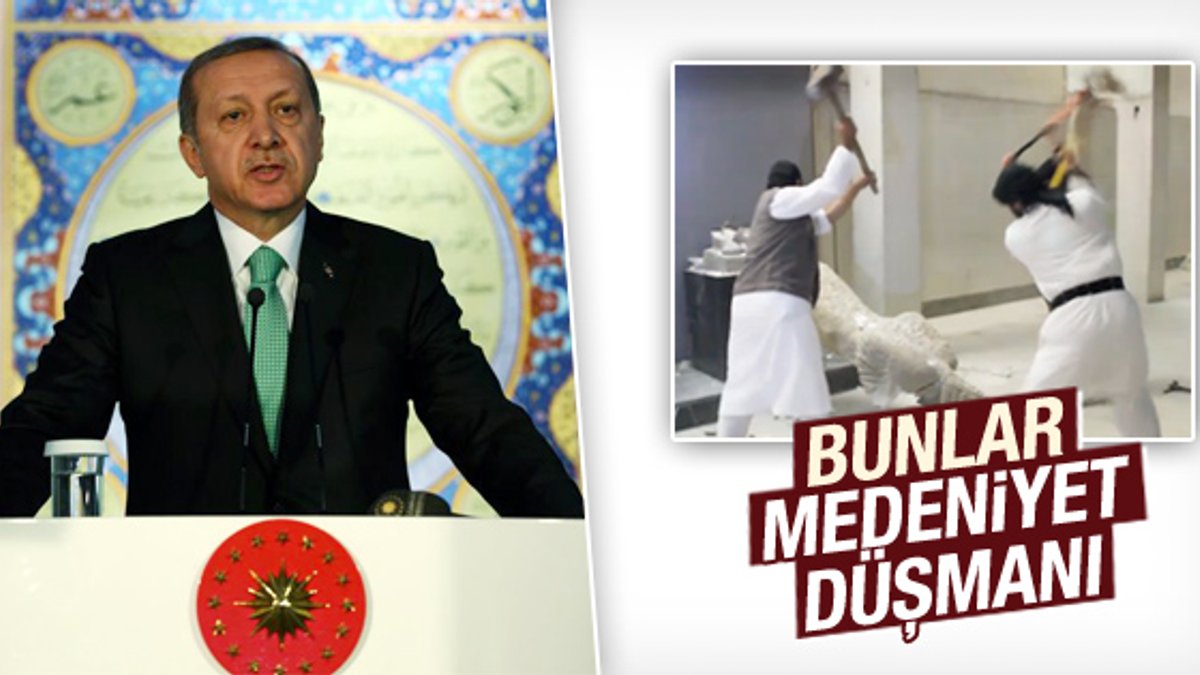 Erdoğan'dan Musul'da heykelleri yıkan IŞİD'e tepki