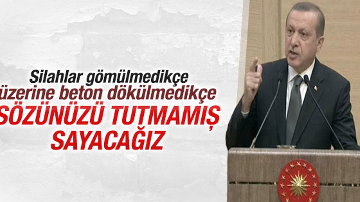Erdoğan: Silahlar gömülmedikçe sözünüzü tutmamış sayarız