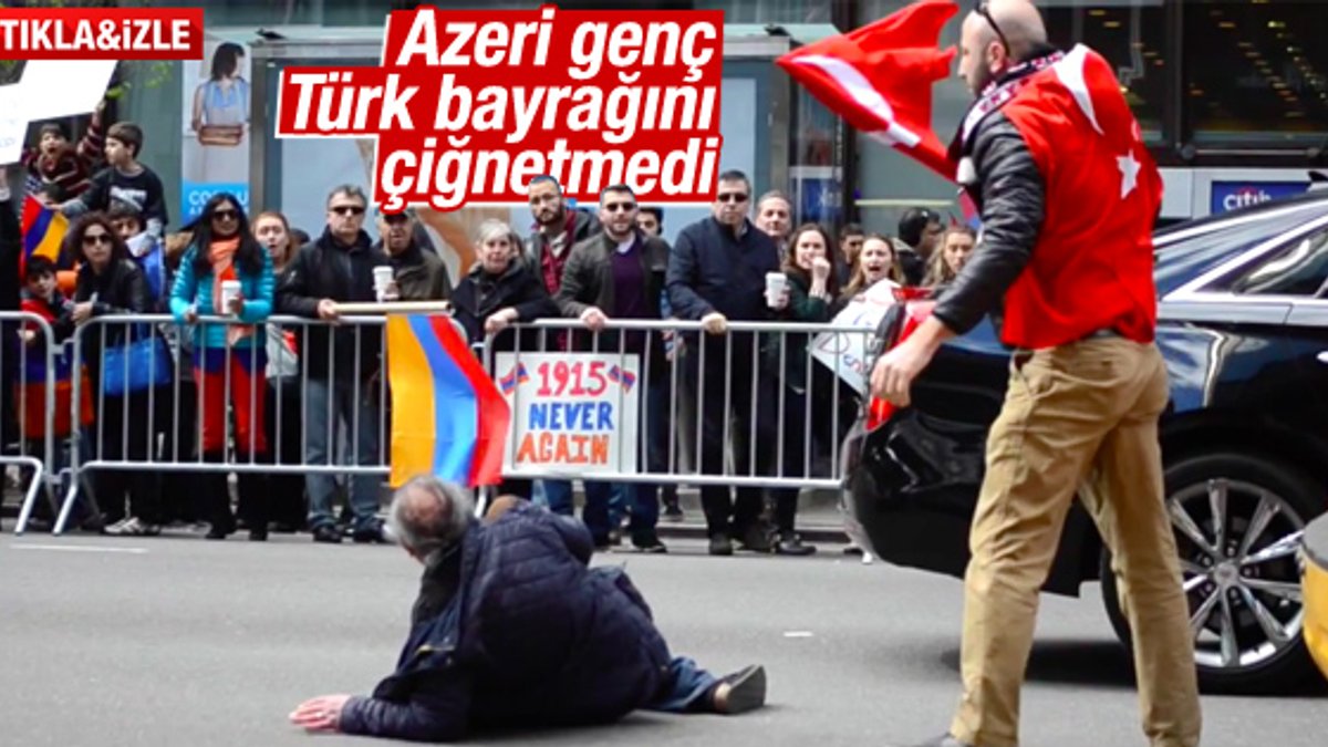 ABD'de Azeri genç Türk bayrağını yerde bırakmadı