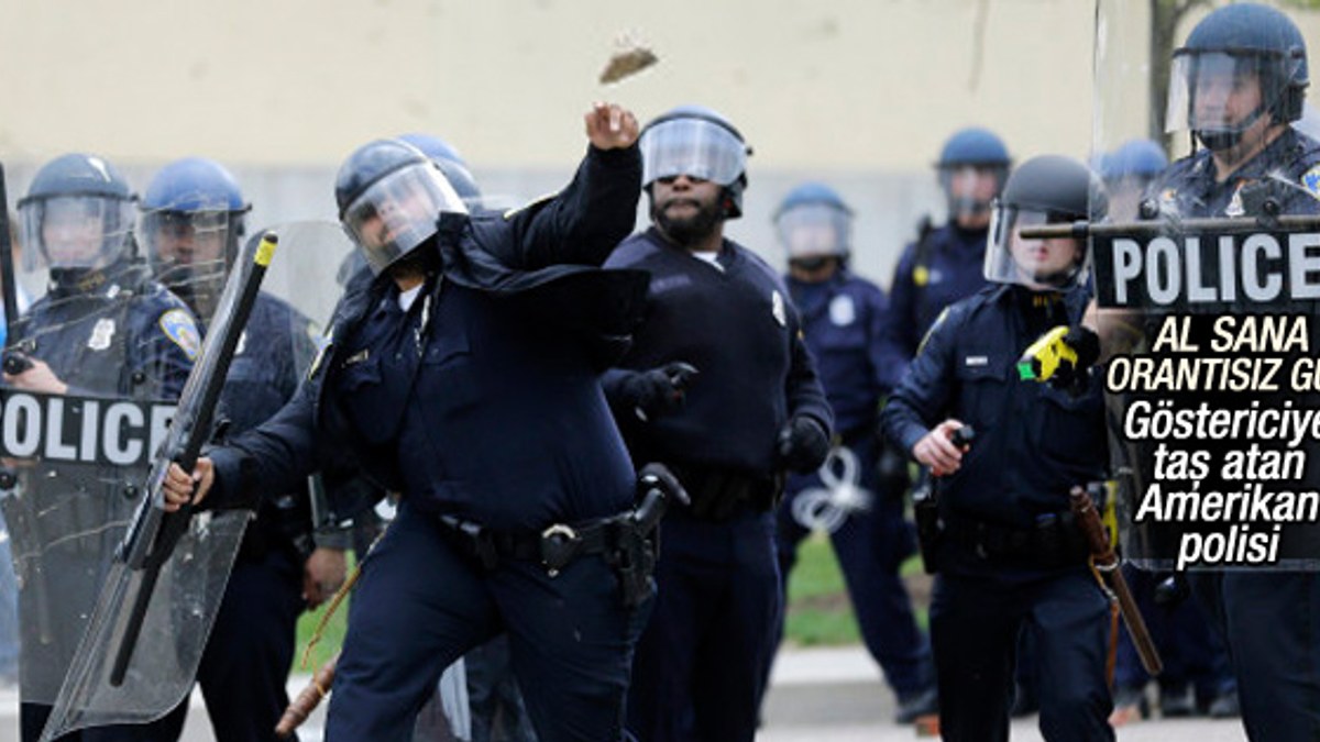 Baltimore'da eylemcilere taş atan polis