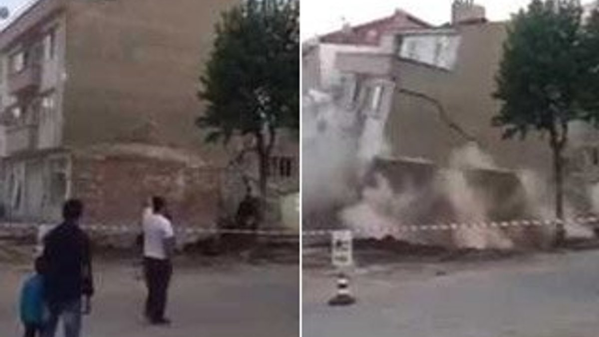 Eskişehir'de 3 katlı binanın yıkıldığı anlar İZLE