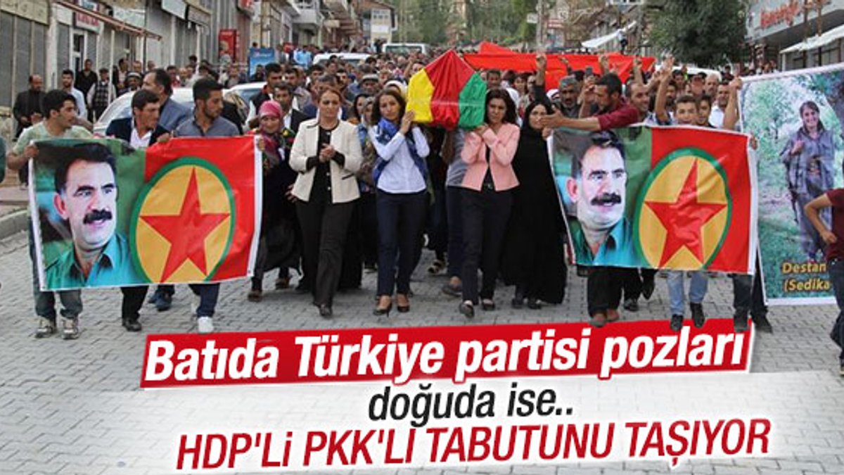 HDP'li vekil Tuba Hezer teröristin tabutunu taşıdı