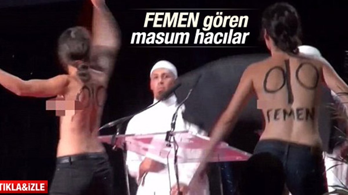 Femen Paris'te Müslüman konferansını bastı