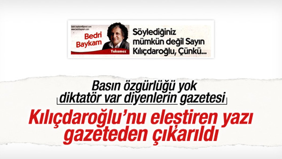 Cumhuriyet gazetesinde Bedri Baykam'a sansür