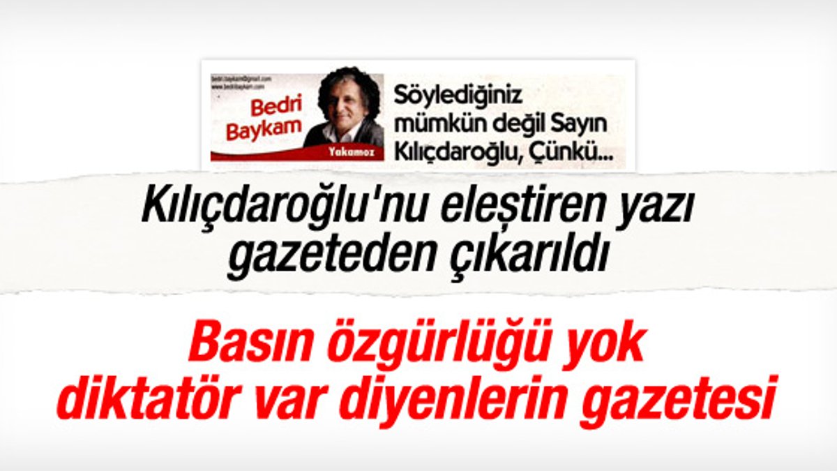 Basın özgürlüğü yok diyenlerin sansürcü gazetesi Cumhuriyet