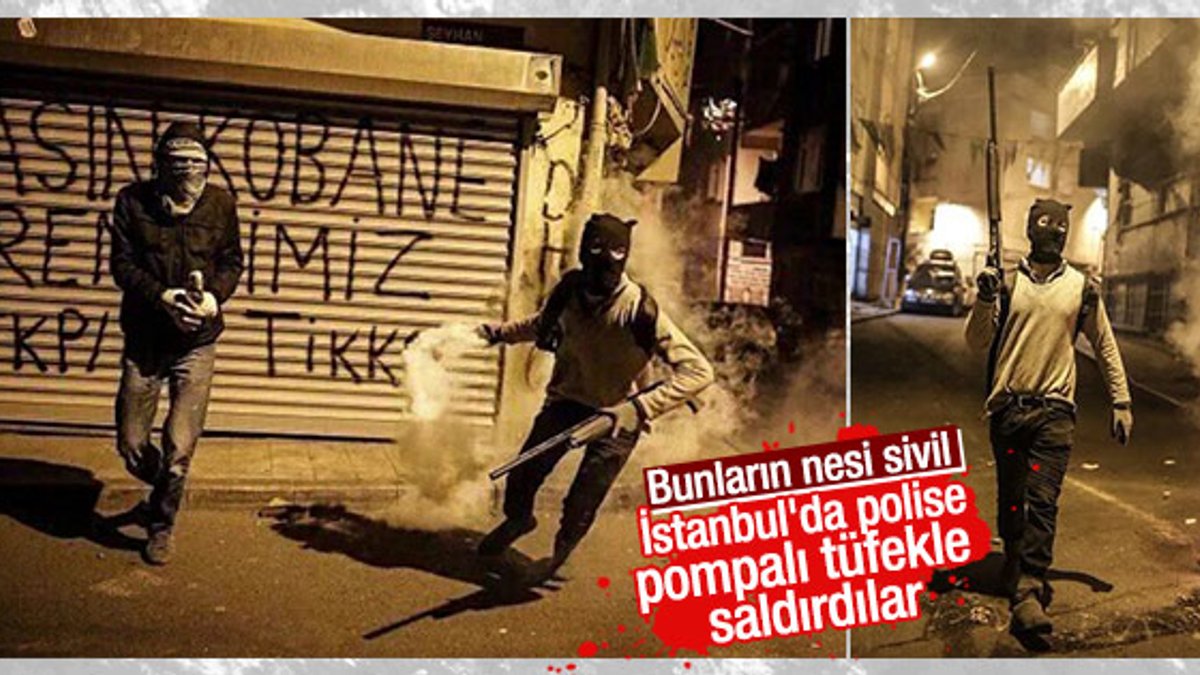 Teröristler Okmeydanı'nda polise pompalı tüfekle saldırdı