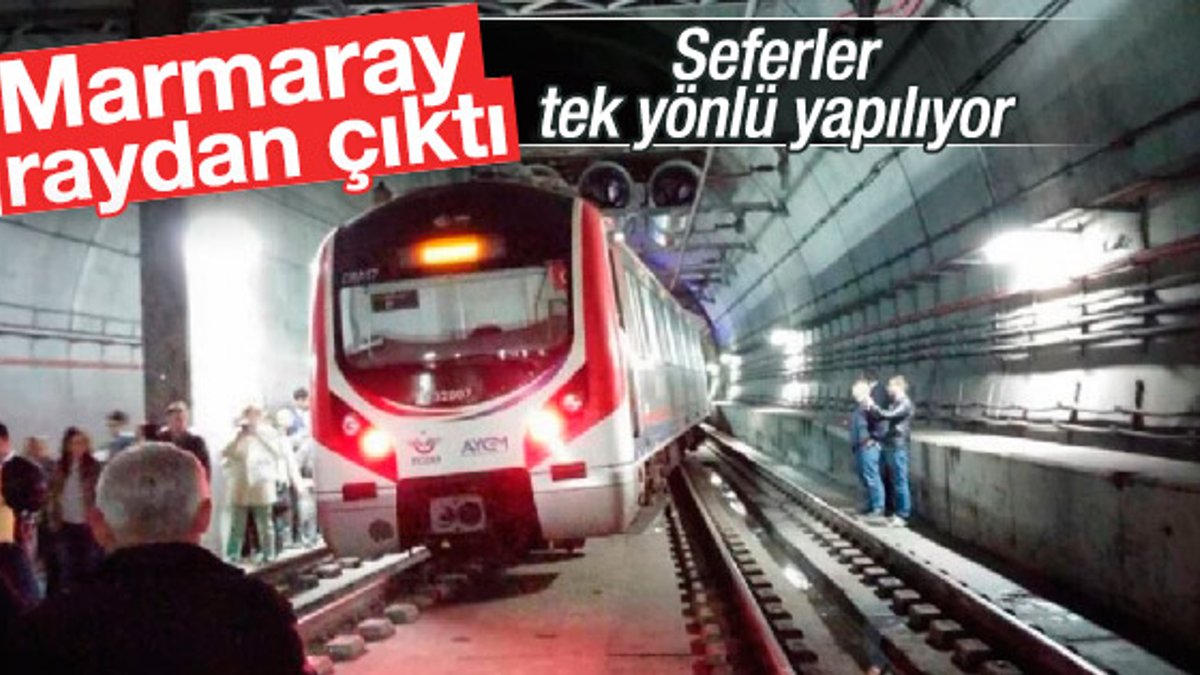 Marmaray treni raydan çıktı