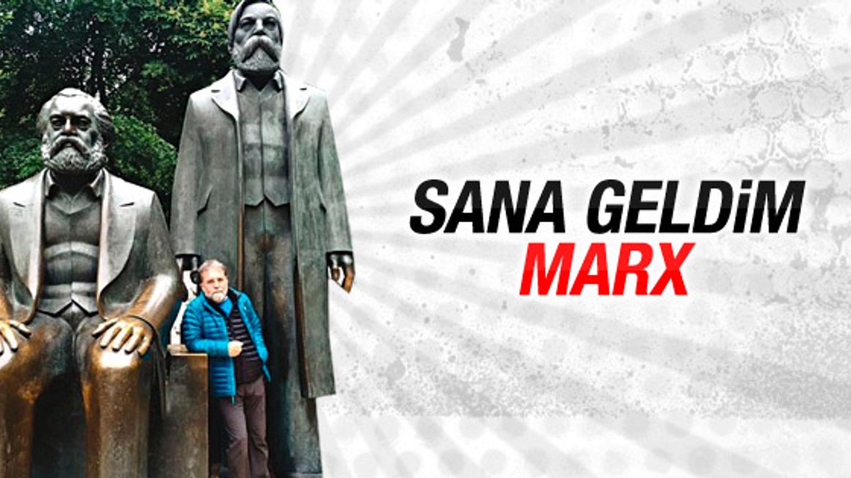 Ahmet Hakan Marks ve Engels'in heykeline hayran kaldı