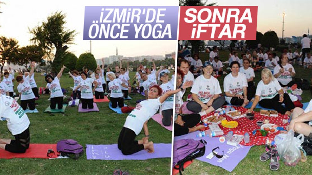 İzmir'de yogadan sonra iftar yaptılar