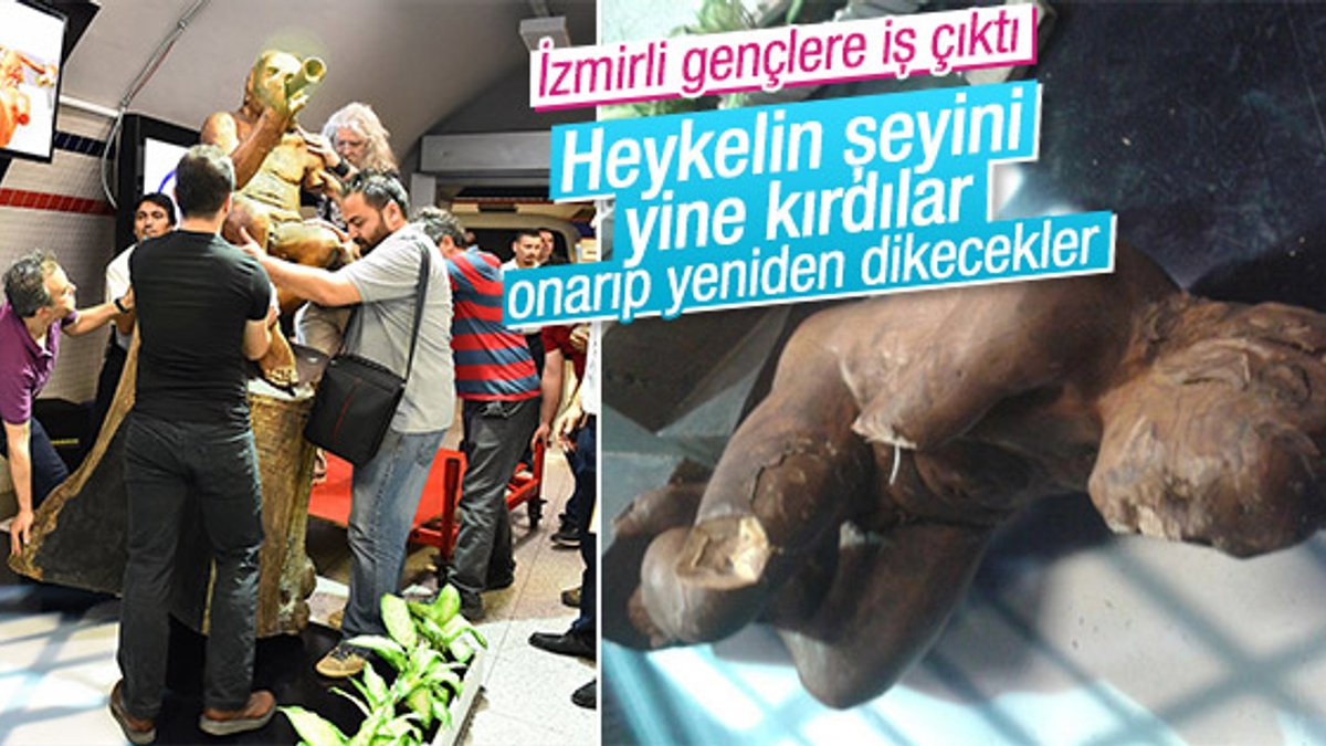 İzmir'deki heykele aynı şahıs tarafından ikinci saldırı