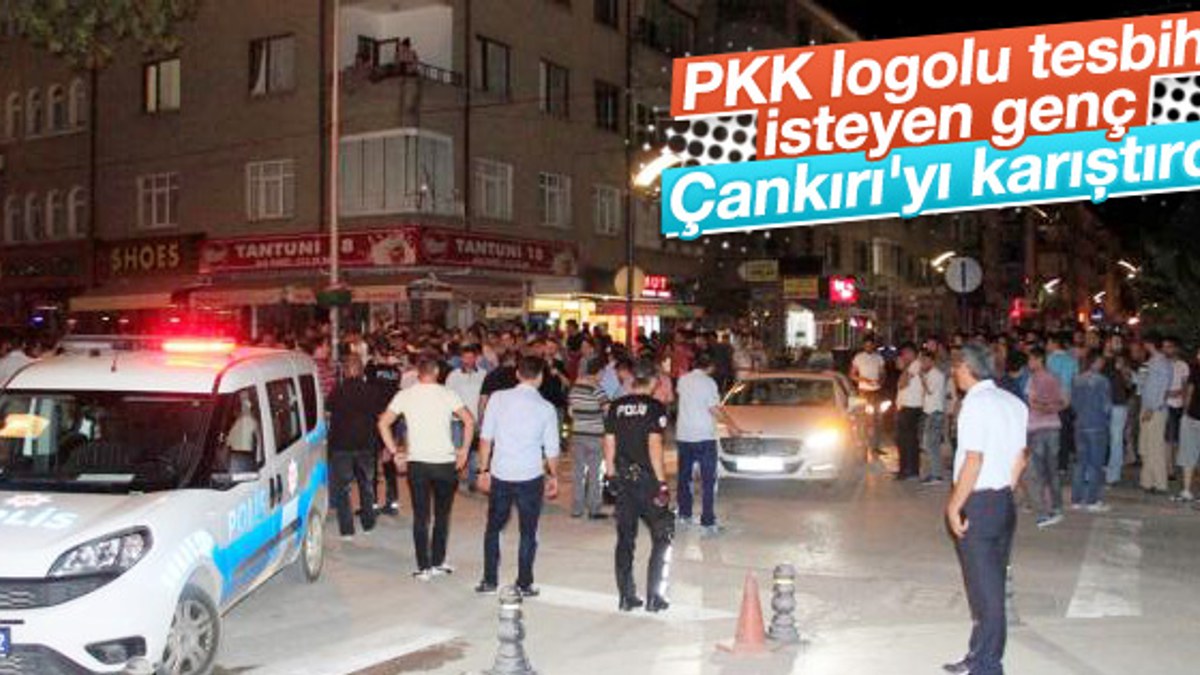 Çankırı'da PKK logolu tesbih gerginliği