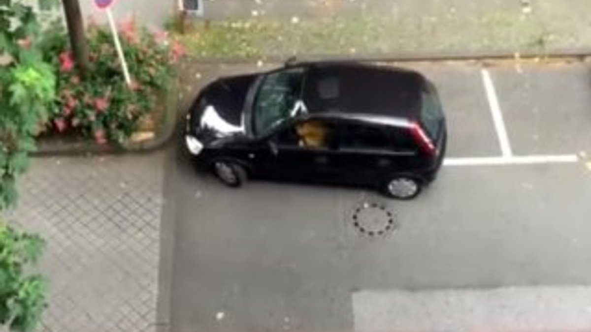 Alman kadın sürücü aracını park edemedi