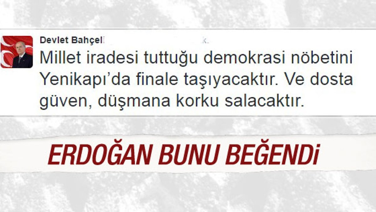 Cumhurbaşkanı Erdoğan Bahçeli'nin tweetlerini paylaştı