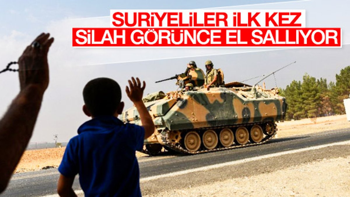 Türk askerini görünce sevinen Suriyeliler