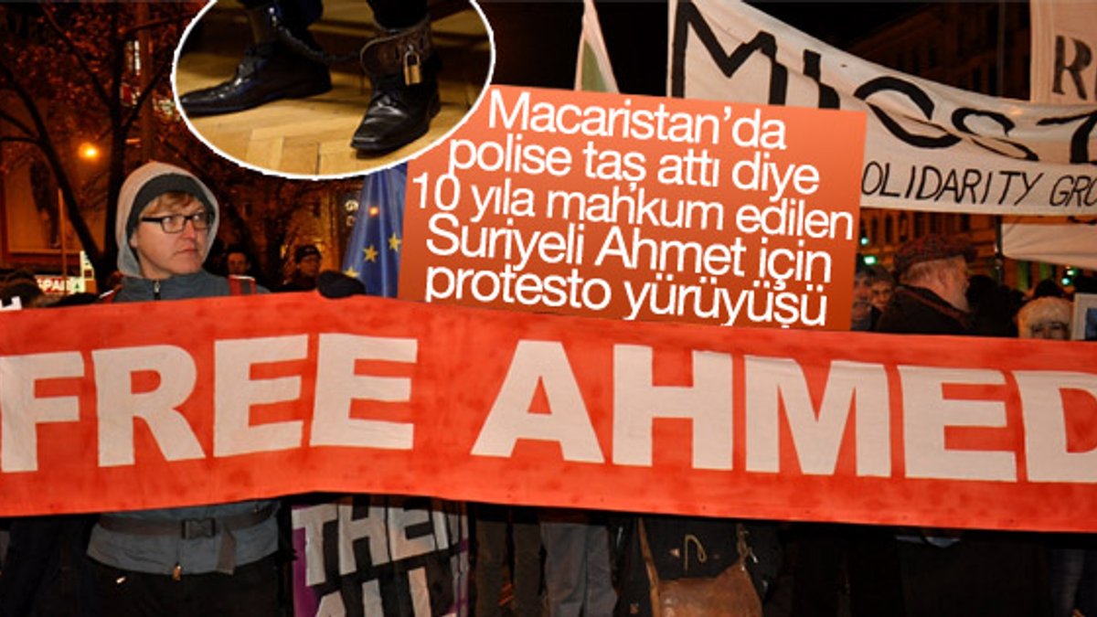 Macaristan'da Suriyeli Ahmet için protesto yürüyüşü