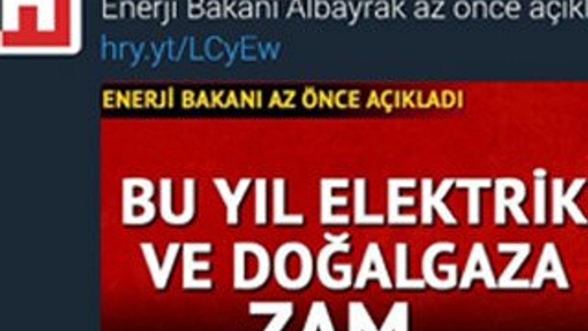 Hürriyet'in elektrik ve doğalgaza zam yok haberi