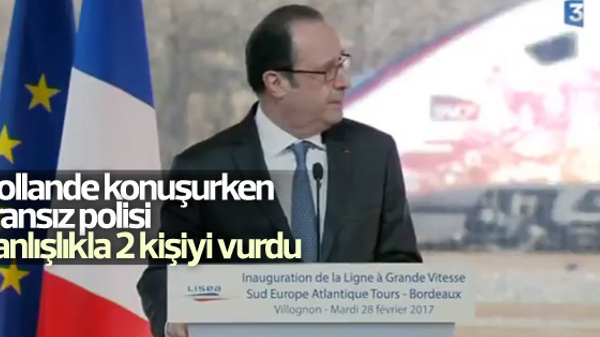Hollande konuşurken keskin nişancının silahı ateş aldı