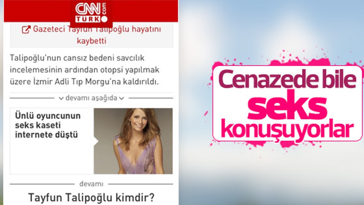 CNN Türk'ün seks haberiyle verdiği, Talipoğlu haberi