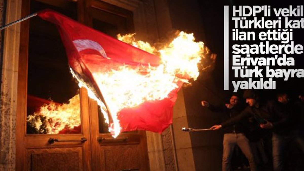 Ermenistan'da Türk bayrağı yaktılar