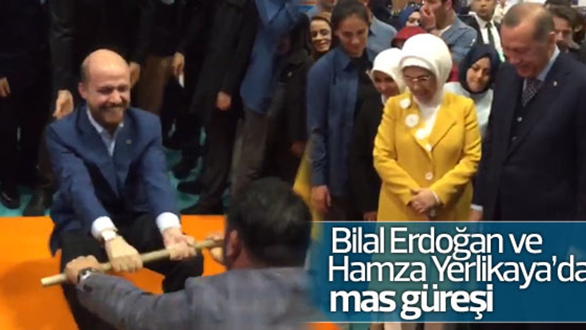Bilal Erdoğan ve Hamza Yerlikaya mas güreşi yaptı
