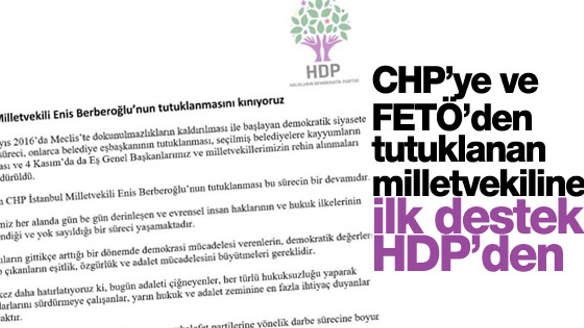 FETÖ'den tutuklanan Enis Berberoğlu'na HDP'den destek