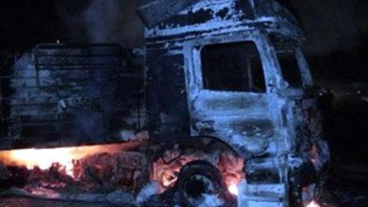 Tunceli'de teröristler yol kesip TIR yaktı