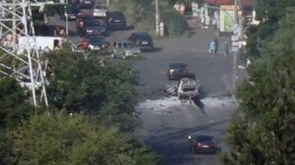 Kiev'de bir araç infilak etti