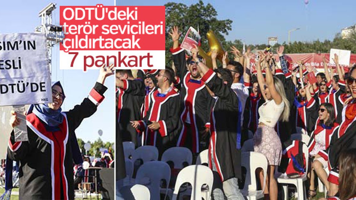 ODTÜ'de mezuniyetinde açılan 7 pankart