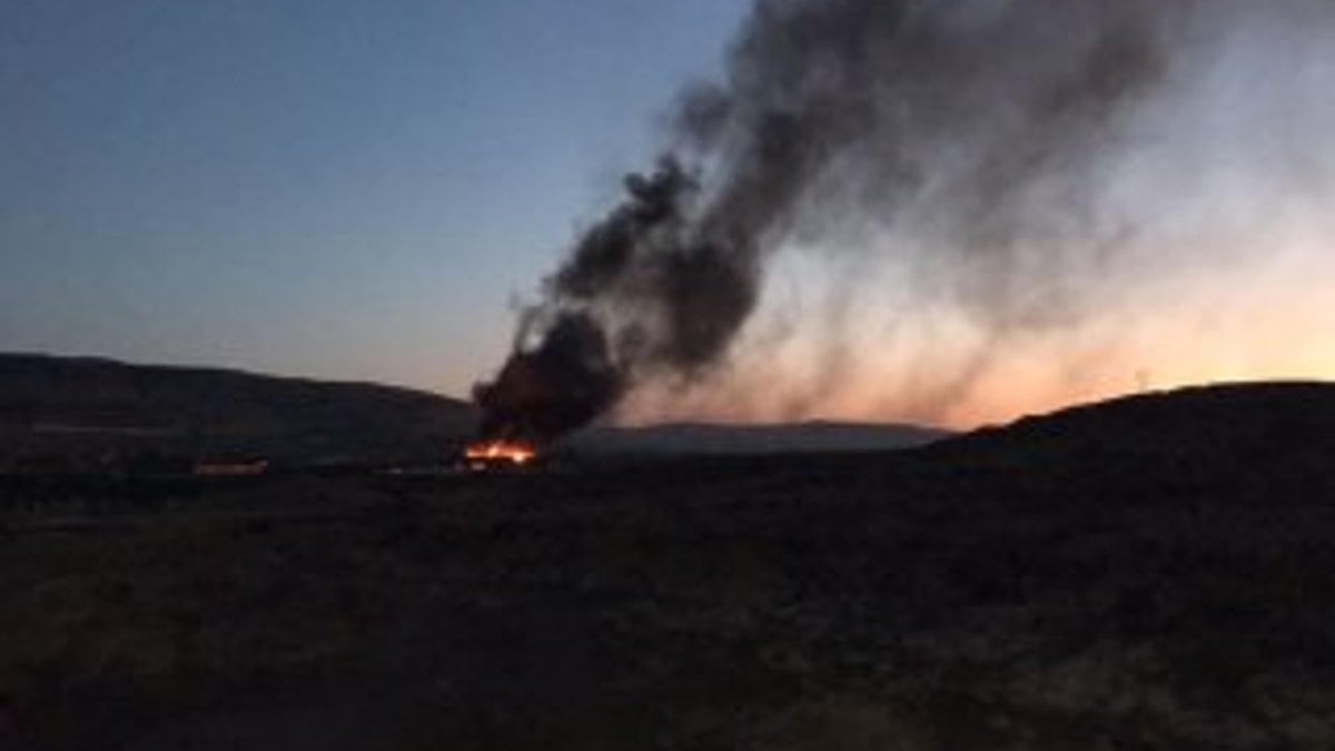 Kilis-Gaziantep karayolunda askeri konteynerde yangın