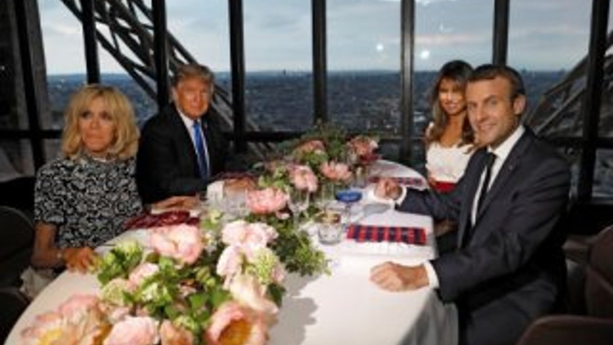 Macron ile Trump, Eyfel Kulesi'nde yemek yedi