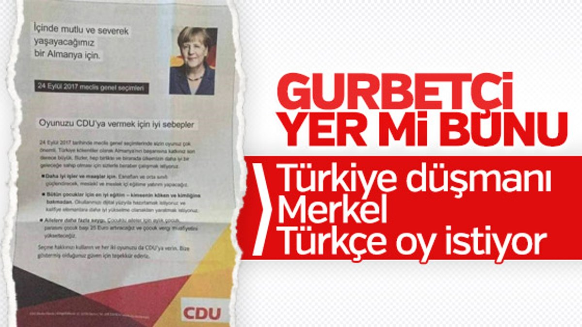 Merkel Türk seçmenler için afiş hazırlattı