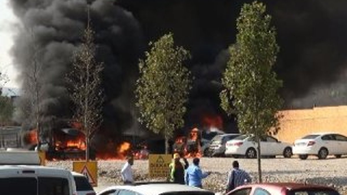 Park halindeki 6 araç alev alıp yandı