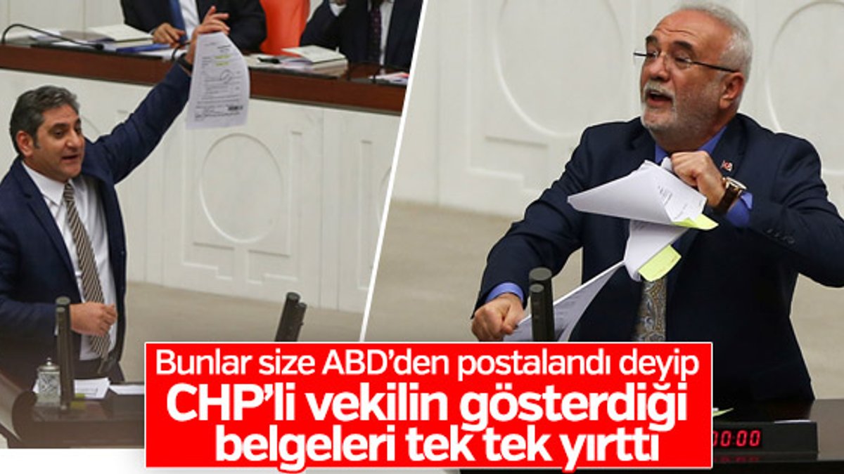 AK Partili Elitaş CHP'nin Man Adası belgelerini kürsüde yırttı