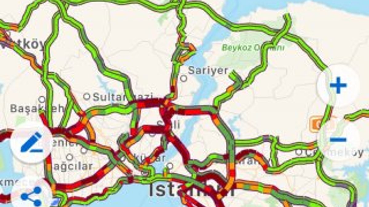 İstanbul'da trafik durma noktasında