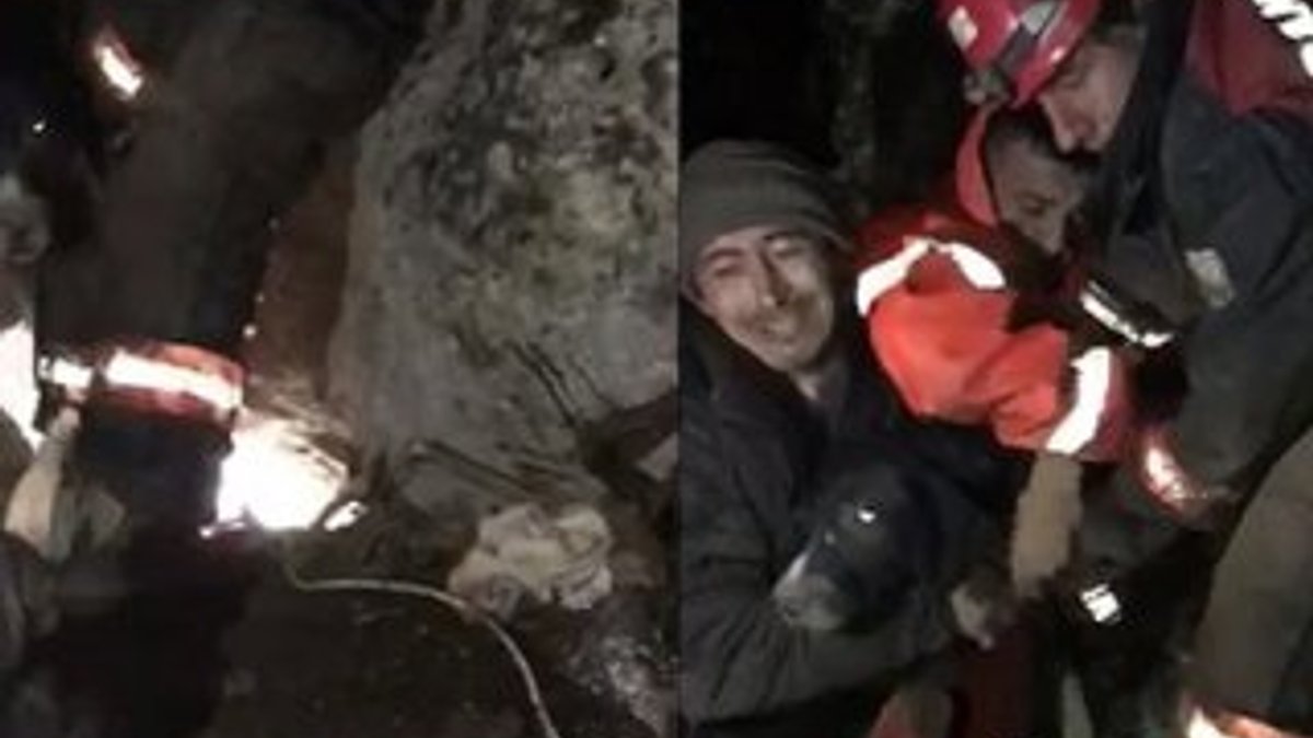 Şanlıurfa'da kayalıklara sıkışan köpek kurtarıldı