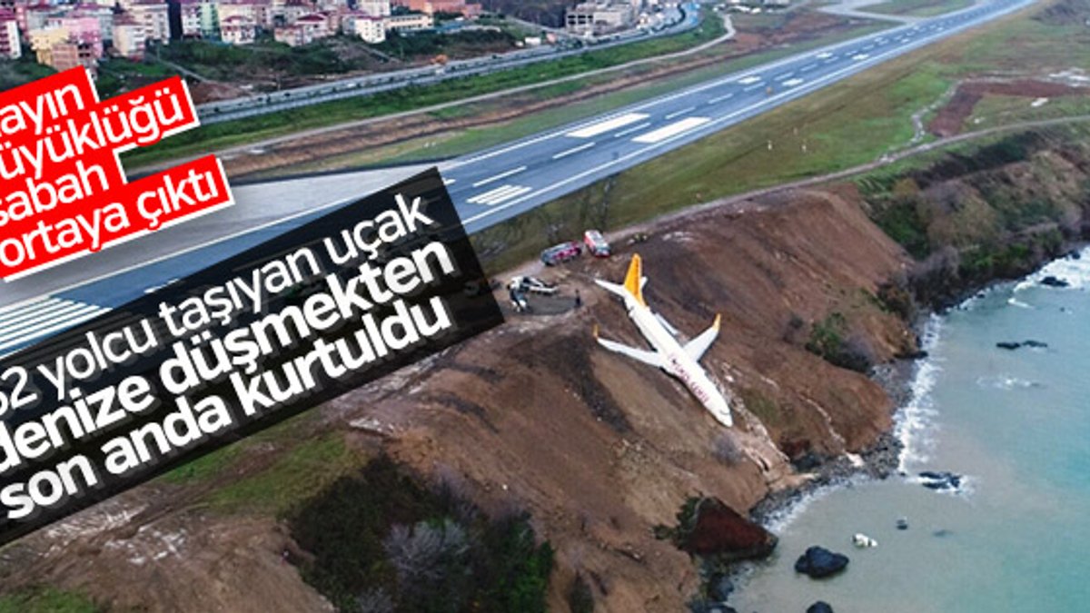 Trabzon'da kaza yapan Pegasus uçağının dehşet görüntüsü