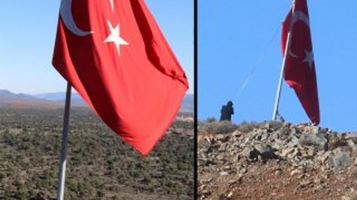 Köylüler sınırın sıfır noktasına dev Türk bayrağı astılar