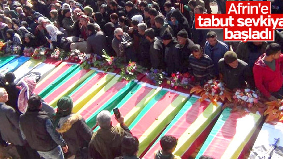 Afrin'de öldürülen teröristleri gömdüler